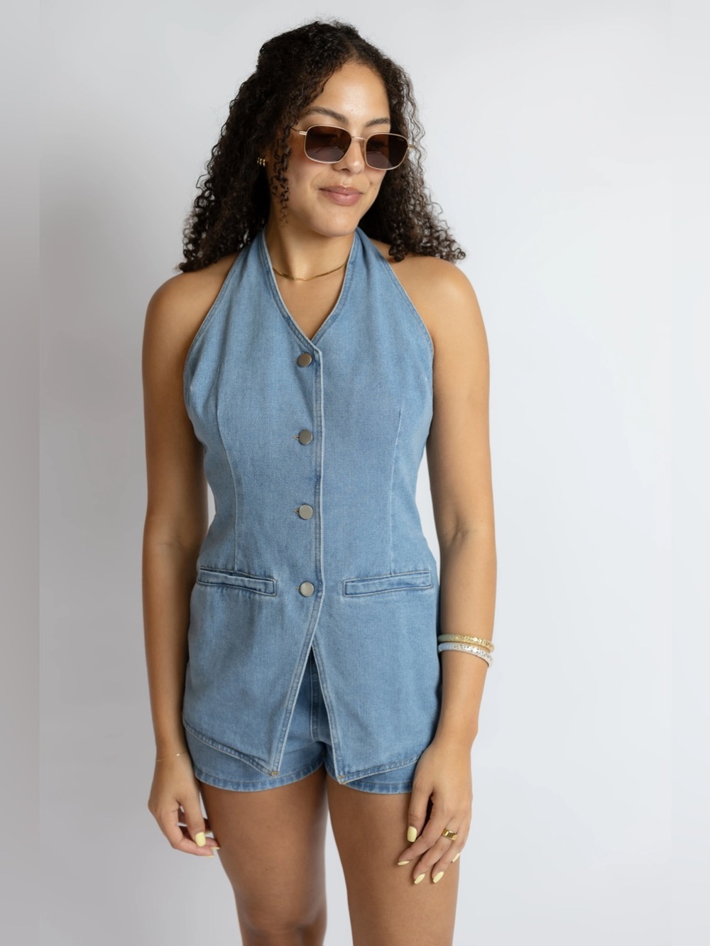 Wish You Would Denim Vest Romper